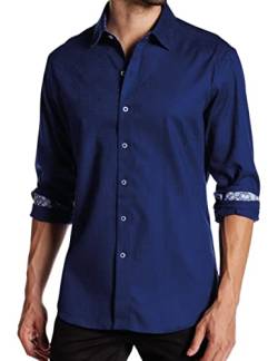 Robert Graham Herren Windsor Classic FIT Long Sleeve Shirt Hemd mit Button-Down-Kragen, Navy, Mittel von Robert Graham