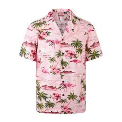 Robert J. Clancey Rosa Flamingo Rockabilly Authentisches Hawaiianisches Hemd L von Robert J. Clancey