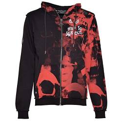 Roberto Geissini Herren Sweatjacke - Red Allover Skull - black L von Roberto Geissini