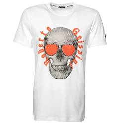 Roberto Geissini Herren T-Shirt Stitched Skull-wh-orange XL von Roberto Geissini