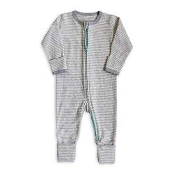 Baby Strampler aus 100 % Baumwolle, Unisex, mit Zwei-Wege-Reißverschluss für einfaches Wickeln. Gr. 0 - 3 Monate, Grau, Weiß und Mintgrün. von Robin and Roo Baby