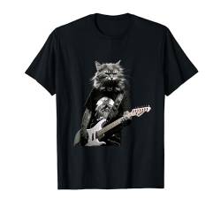 Rock Cat spielt Gitarre Lustige Gitarre Katze T-Shirt von Rock Cat Playing Guitar Funny Guitar Cat