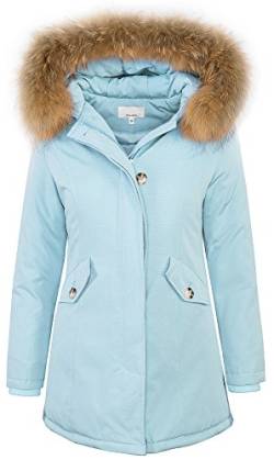 Rock Creek Selection Damen Echtfell Winter Jacke Parka Kapuze Designer Damenjacke Outdoor [D-204 - SkyBlue - Gr. XS] von Rock Creek Selection