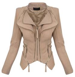 Rock Creek Selection Damen Kunstleder Jacke Sommer Übergangs Kunst Leder Biker Jacket D-370 [WS-935 Beige S] von Rock Creek Selection