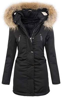 Rock Creek Selection Damen Winter Jacke echtfell D213 [D2378 Schwarz XL] von Rock Creek Selection