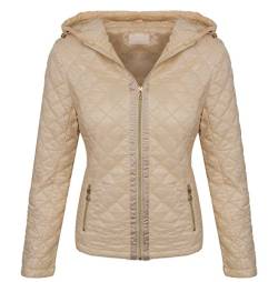 Rock Creek Selection Designer Damen Steppjacke Übergangsjacke Gesteppt Damenjacke mit Kapuze D-383 [D-06 Beige M] von Rock Creek Selection