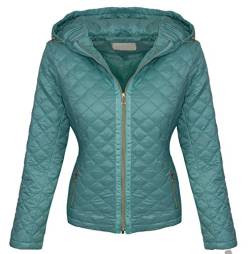 Rock Creek Selection Designer Damen Steppjacke Übergangsjacke Gesteppt Damenjacke mit Kapuze D-383 [D-06 Türkis S] von Rock Creek Selection