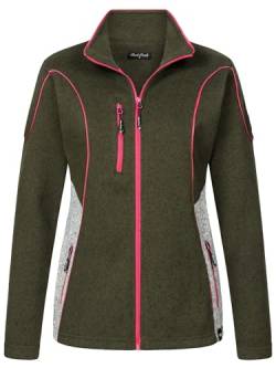 Rock Creek Damen Fleecejacke warm Übergangsjacke Windbreaker Fleece Jacken Outdoorjacke Stehkragen Damenjacke Melange Fleecejacke Sweatjacke Pullover D-499 Dunkelgrün 3XL von Rock Creek