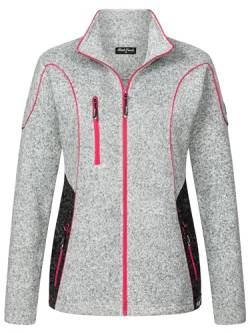 Rock Creek Damen Fleecejacke warm Übergangsjacke Windbreaker Fleece Jacken Outdoorjacke Stehkragen Damenjacke Melange Fleecejacke Sweatjacke Pullover D-499 Grau 3XL von Rock Creek