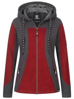 Rock Creek Damen Jacke Fleecejacke Übergangsjacke Windbreaker Fleece Jacken Outdoorjacke Stehkragen Damenjacke Melange Fleecejacke Sweatjacke Pullover D-504 Rot 2XL von Rock Creek