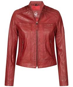 Rock Creek Damen Lederjacke Biker Jacke Echtleder Motorradjacke Leder Jacken Damenjacke Stehkragen Winterjacke Übergangsjacke D-486 Rot M von Rock Creek