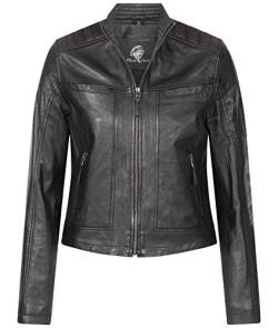 Rock Creek Damen Lederjacke Biker Jacke Echtleder Motorradjacke Leder Jacken Damenjacke Stehkragen Winterjacke Übergangsjacke D-486 Schwarz M von Rock Creek