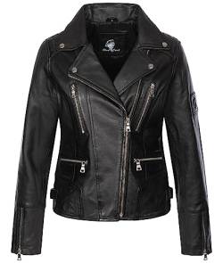 Rock Creek Damen Lederjacke Biker Jacke Echtleder Motorradjacke Leder Jacken Damenjacke Stehkragen Winterjacke Übergangsjacke D-490 Schwarz L von Rock Creek