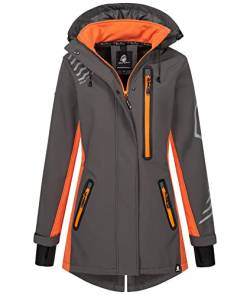 Rock Creek Damen Softshell Jacke Mantel Regenjacke Übergangsjacke Softshelljacke Damenjacke Regenmantel Outdoorjacke Kapuze D-491 Anthrazit L von Rock Creek