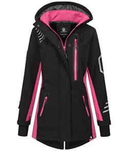 Rock Creek Damen Softshell Jacke Mantel Regenjacke Übergangsjacke Softshelljacke Damenjacke Regenmantel Outdoorjacke Kapuze D-491 Pink L von Rock Creek