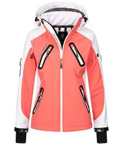 Rock Creek Damen Softshell Jacke Windbreaker Regenjacke Übergangsjacke Softshelljacke Damenjacke Regenmantel Outdoorjacke Kapuze D-441 Coral 4XL von Rock Creek