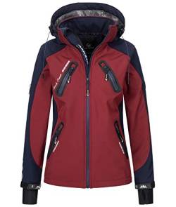 Rock Creek Damen Softshell Jacke Windbreaker Regenjacke Übergangsjacke Softshelljacke Damenjacke Regenmantel Outdoorjacke Kapuze D-441 Weinrot XL von Rock Creek