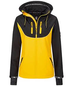 Rock Creek Damen Softshell Jacke Windbreaker Regenjacke Übergangsjacke Softshelljacke Damenjacke Regenmantel Outdoorjacke Kapuze D-442 Gelb L von Rock Creek