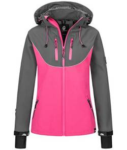 Rock Creek Damen Softshell Jacke Windbreaker Regenjacke Übergangsjacke Softshelljacke Damenjacke Regenmantel Outdoorjacke Kapuze D-442 Pink L von Rock Creek