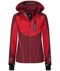 Rock Creek Damen Softshell Jacke Windbreaker Regenjacke Übergangsjacke Softshelljacke Damenjacke Regenmantel Outdoorjacke Kapuze D-464 Weinrot S von Rock Creek