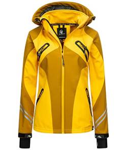 Rock Creek Damen Softshell Jacke Windbreaker Regenjacke Übergangsjacke Softshelljacke Damenjacke Regenmantel Outdoorjacke Kapuze D-466 Maisgelb L von Rock Creek