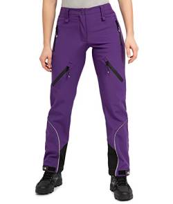 Rock Creek Damen Softshellhose Outdoor Hosen Wanderhose Sporthose Regenhose Damenhosen Outdoorhose Wasserdicht Taschen Softshell Hosen D-444 Violett 2XL von Rock Creek