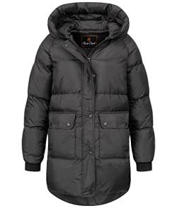 Rock Creek Damen Steppjacke Mantel Leicht Damenjacke Frauen Jacken Stepp Jacken mit Kapuze Daunenjacke Thremojacke D-488 Schwarz 2XL von Rock Creek