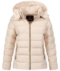 Rock Creek Damen Steppjacke Übergangsjacke Leicht Damenjacke Frauen Jacken Stepp Jacken mit Kapuze Daunenjacke Thremojacke D-489 Beige L von Rock Creek