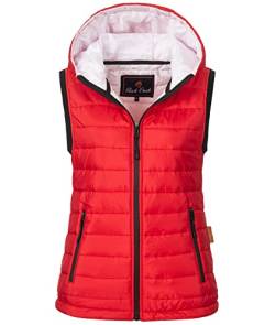 Rock Creek Damen Weste Steppweste Übergangsweste Leicht Damenweste Frauen Westen Stepp Westen mit Kapuze Daunenweste Thermoweste D-479 Rot XS von Rock Creek