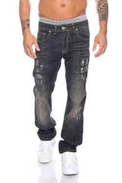 Rock Creek Designer Herren Jeans Hose Straight-Cut Gerades Bein Clubwear [LL-301 - Grau - W33 L34] von Rock Creek