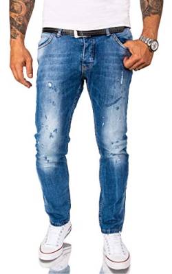 Rock Creek Designer Herren Jeans Hose Stretch Jeanshose Basic Slim Fit Jeans Hosen Denim Used Look Destroyed Herrenhose Elegant RC-2162 Blau W32 L36 von Rock Creek