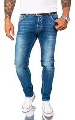 Rock Creek Designer Herren Jeans Hose Stretch Jeanshose Basic Slim Fit Jeans Hosen Denim Used Look Destroyed Herrenhose Elegant RC-2164 Blau W38 L34 von Rock Creek