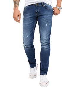 Rock Creek Designer Herren Jeans Hose Stretch Jeanshose Basic Slim Fit Jeans Hosen Denim Used Look Destroyed Herrenhose Elegant RC-2342 Blau W29 L32 von Rock Creek