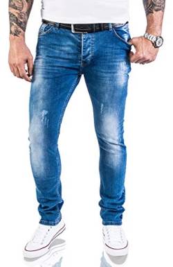 Rock Creek Designer Herren Jeans Hose Stretch Jeanshose Basic Slim Fit [RC-2132 - Blue Washed - W33 L30] von Rock Creek