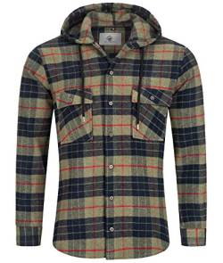 Rock Creek Herren Hemd Kariert Kapuzenhemd Karohemd Herrenhemd Flanell Hemden Holzfällerhemd Übergangsjacke Langarm Kariert Winter H-255 Dunkelgrün 2XL von Rock Creek