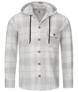 Rock Creek Herren Hemd Kariert Kapuzenhemd Karohemd Herrenhemd Flanell Hemden Holzfällerhemd Übergangsjacke Langarm Kariert Winter H-326 Grau 5XL von Rock Creek