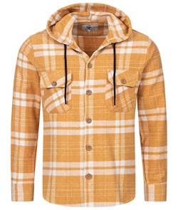 Rock Creek Herren Hemd Kariert Kapuzenhemd Karohemd Herrenhemd Flanell Hemden Holzfällerhemd Übergangsjacke Langarm Kariert Winter H-328 Camel L von Rock Creek