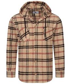 Rock Creek Herren Hemd Kariert Kapuzenhemd Karohemd Herrenhemd Flanell Hemden Holzfällerhemd Übergangsjacke Langarm Kariert Winter H-334 Beige XL von Rock Creek