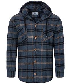 Rock Creek Herren Hemd Kariert Kapuzenhemd Karohemd Herrenhemd Flanell Hemden Holzfällerhemd Übergangsjacke Langarm Kariert Winter H-334 Blau 3XL von Rock Creek