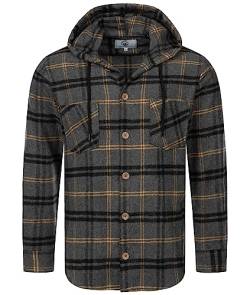 Rock Creek Herren Hemd Kariert Kapuzenhemd Karohemd Herrenhemd Flanell Hemden Holzfällerhemd Übergangsjacke Langarm Kariert Winter H-334 Grau 3XL von Rock Creek