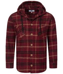 Rock Creek Herren Hemd Kariert Kapuzenhemd Karohemd Herrenhemd Flanell Hemden Holzfällerhemd Übergangsjacke Langarm Kariert Winter H-334 Weinrot 2XL von Rock Creek