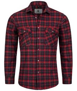 Rock Creek Herren Hemd Kariertes Flanellhemd Karohemd Herrenhemd Flanell Hemden Holzfällerhemd Übergangsjacke Langarm Kariert Winter H-250 Rot 5XL von Rock Creek