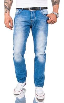 Rock Creek Herren Jeans Hose Comfort Fit Jeans Herrenjeans Herrenhose Denim Stonewashed Basic Weites Bein Raw RC-3101 Hellblau W36 L38 von Rock Creek