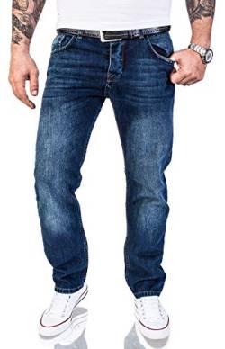 Rock Creek Herren Jeans Hose Regular Fit Jeans Herrenjeans Herrenhose Denim Stonewashed Basic Raw Straight Cut Jeans RC-2140 Dunkelblau W29 L32 von Rock Creek