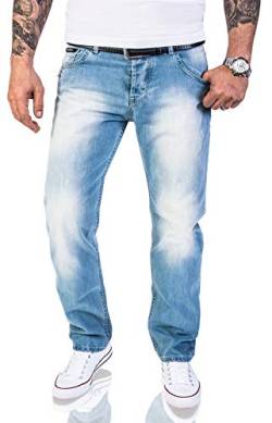 Rock Creek Herren Jeans Hose Regular Fit Jeans Herrenjeans Herrenhose Denim Stonewashed Basic Raw Straight Cut Jeans RC-2141 Hellblau W29 L32 von Rock Creek