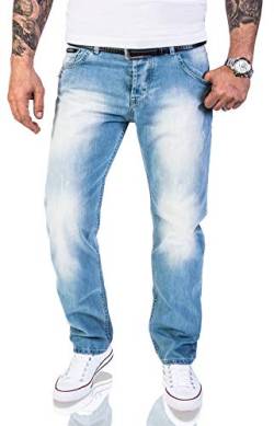 Rock Creek Herren Jeans Hose Regular Fit Jeans Herrenjeans Herrenhose Denim Stonewashed Basic Raw Straight Cut Jeans RC-2141 Hellblau W42 L38 von Rock Creek