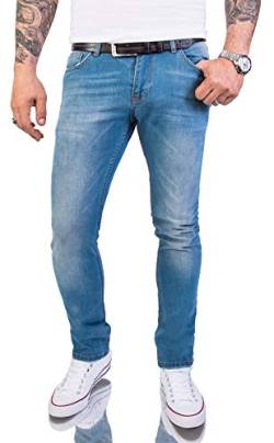 Rock Creek Herren Jeans Hose Slim Fit Stretch Jeans Herrenjeans Herrenhose Denim Stonewashed Hellblau Raw Used-Look Basic RC-2148 Stoneblue W40 L36 von Rock Creek