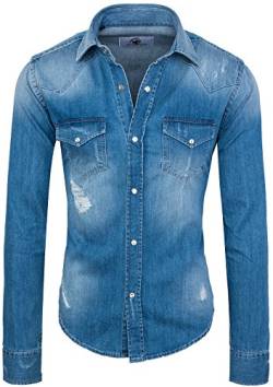 Rock Creek Herren Jeanshemd Denim RC-013 [Blau XXL] von Rock Creek