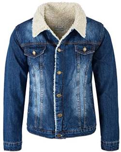 Rock Creek Herren Jeansjacke Winterjacke Teddyfutter Herrenjacke Herren Winter Jacken Teddyfellkragen Parka Warm Bomberjacke H-217 Blau XL von Rock Creek