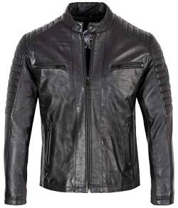 Rock Creek Herren Lederjacke Biker Jacke Echtleder Motorradjacke Leder Jacken Herrenjacke Braun Winterjacke Übergangsjacke H-183 Schwarz 3XL von Rock Creek